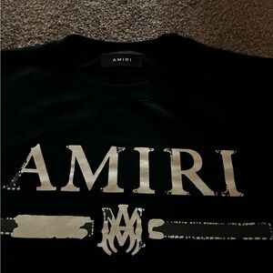 AMIRI Black T-Shirt with Cream Logo Print